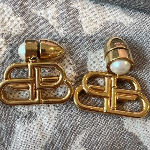 Authentic Balenciaga Double B Bullet Dangle Earrings - Picture 1 of 9